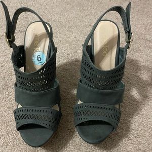 Olive green wedge heels